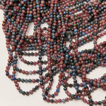 Rubin z szafirem kulka fasetowana 4mm