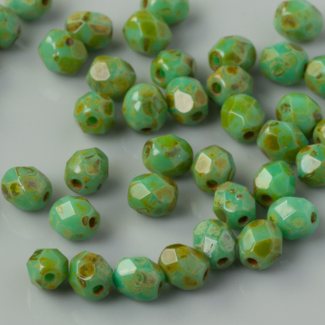 Fire Polish Turquoise Picasso (T53130) 4mm