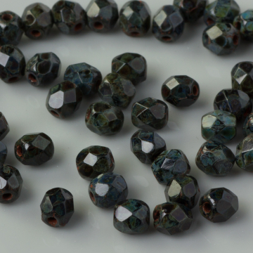 Fire Polish Jet Picasso (T23980) 4mm