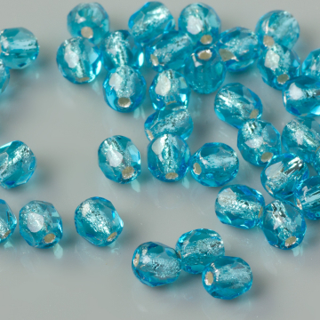 Fire Polish Silver Lined - Aquamarine (SL60020) 4mm