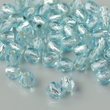 Fire Polish Silver Lined - Light Aquamarine (SL60000) 4mm