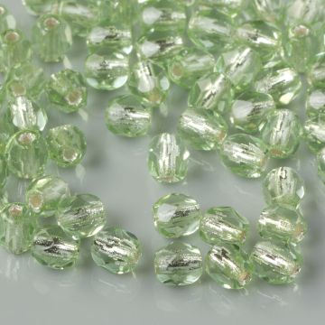 Fire Polish Silver Lined - Peridot (SL50500) 4mm