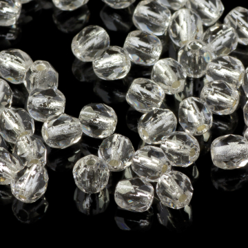 Fire Polish Silver Lined - Crystal (SL00030) 4mm