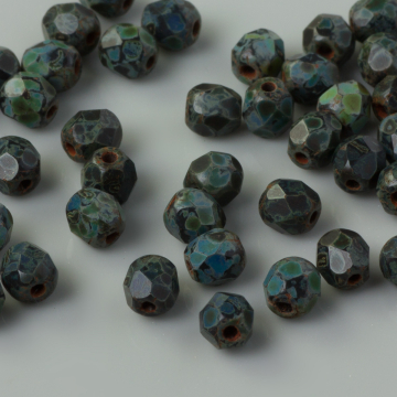 Fire Polish Matte - Jet Picasso (MT23980) 4mm