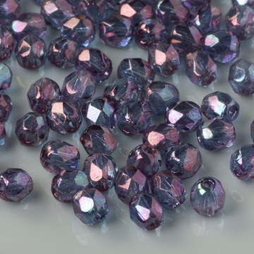 Fire Polish Luster Transparent Amethyst (LE00030) 4mm
