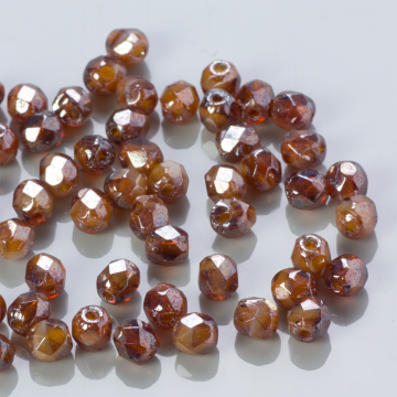 Fire Polish Luster - Pearl/Smoky Topaz (L06118) 4mm