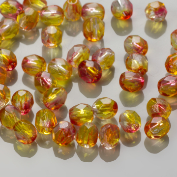 Fire Polish Dual Coated Fuschia/Lemon (K3912) 4mm