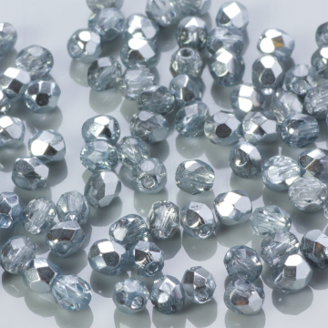 Fire Polish Coated 1/2 Silver (K2601) 4mm