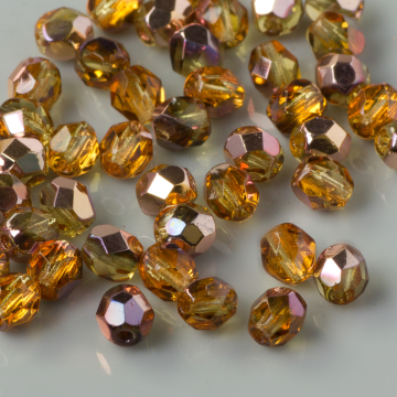 Fire Polish Copper - Medium Topaz (C10040) 4mm