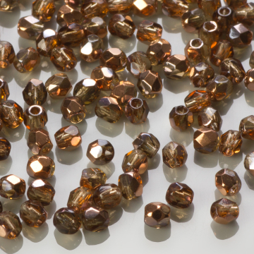 Fire Polish Copper - Smoky Topaz (C10230) 3mm