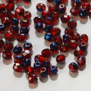 Fire Polish Blue Iris - Siam Ruby (BR90080) 3mm
