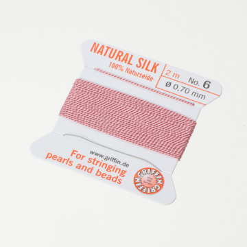 Nici jedwabne z igłą dark pink 0,7 mm