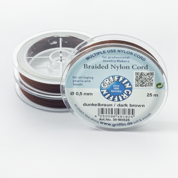 Griffin nylonowy sznurek do makramy dark brown 0,5mm