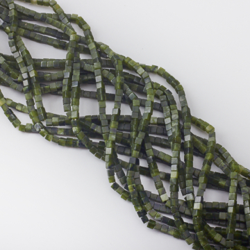 Jaspis zielony kostka gładka 3,5mm