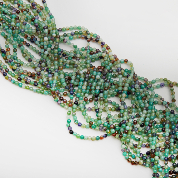 Agat kulka fasetowana zielony 4mm