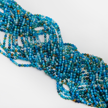 Agat kulka fasetowana niebieski 4mm