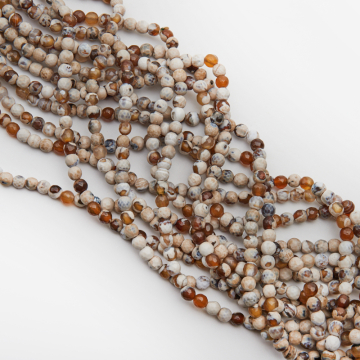 Agat kulka fasetowana kremowy 6mm