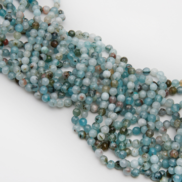 Agat kulka fasetowana niebieski 6mm