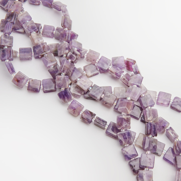 Ametyst kwadrat do makramy z rowkami 10mm