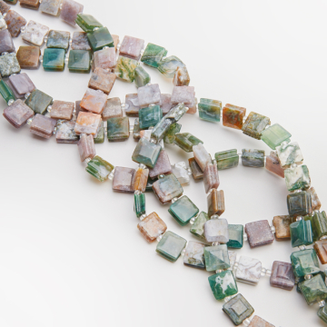 Agat indyjski kwadrat do makramy z rowkami 10mm