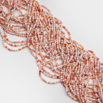 Agat ognisty kulka fasetowana 3mm - na sznurze