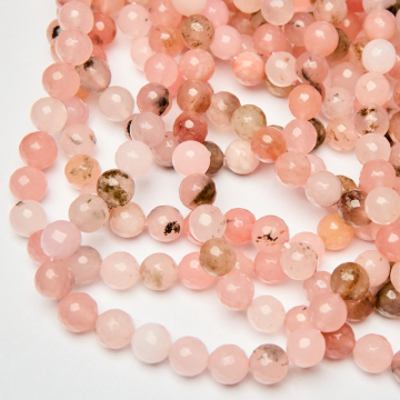 Jadeit kulka fasetowana mix różu 10mm