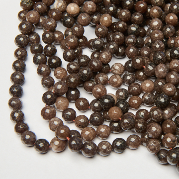 Jadeit kulka fasetowana brunatna 10mm