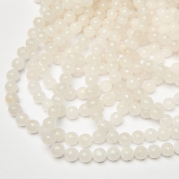 Jadeit kulka fasetowana biała 10mm