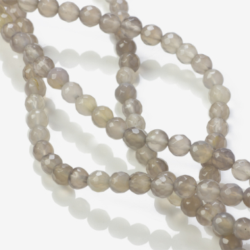 Agat szary kulka fasetowana szary 6mm