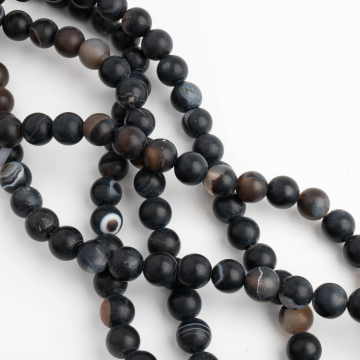 Agat czarny kulka matowa gładka 8mm