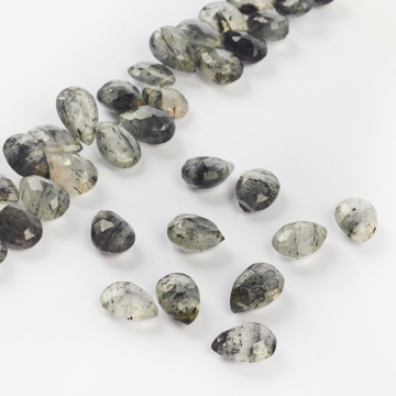 Brioletka briolette łezka fasetowana kwarc z turmalinem