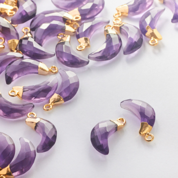 Ametyst syntetyczny księżyc fasetowany w okuciu 19mm