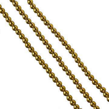 Hematyt platerowany kulka gładka gold 6mm - na sznurze