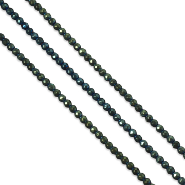 Hematyt platerowany kulka fasetowana emerald 3,5mm - na sznurze