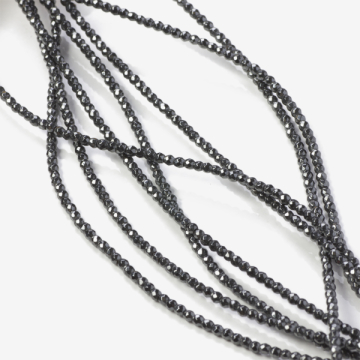 Hematyt platerowany kulka fasetowana błyszcząca natural 2mm - na sznurze