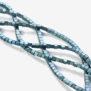 Hematyt platerowany kostka mat emerald 3x3mm