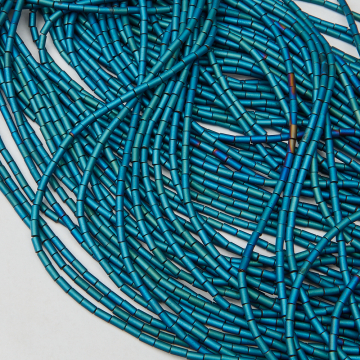 Hematyt platerowany walec mat heliotrope 4x2mm