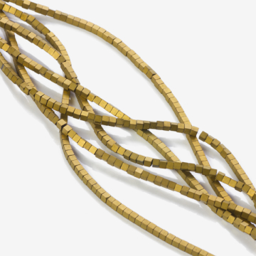 Hematyt platerowany kostka mat gold 2x2mm