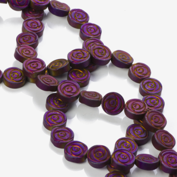 Hematyt platerowany płaskie róże mat volcano 10x4mm