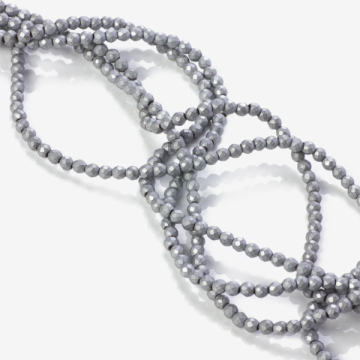 Hematyt platerowany kulka fasetowana mat silver 3mm