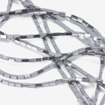 Hematyt platerowany słupek kwadratowy silver 4x2mm