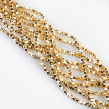 Hematyt platerowany kulka 8cut light gold 4mm