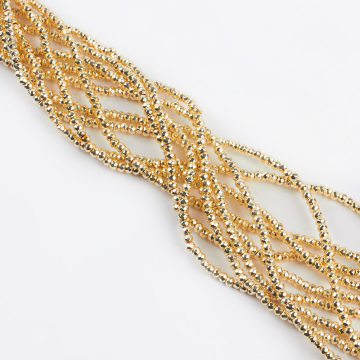 Hematyt platerowany oponka fasetowana light gold 3x2mm