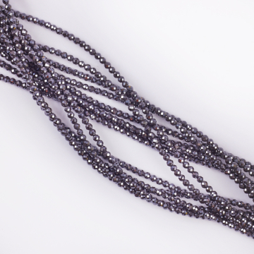 Hematyt platerowany kulka fasetowana sharp cut natural 3mm - na sznurze