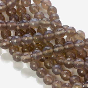 Agat kulki fasetowane szare 8mm