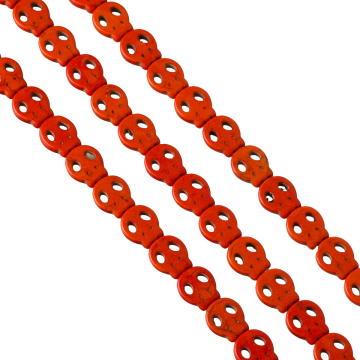 Howlit czaszka płaska 15mm pomarańczowa