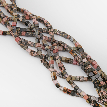 Rodonit kostka gładka 6x6mm