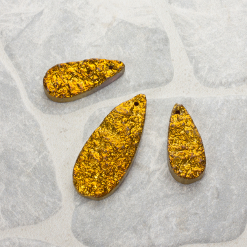 Kwarc dropy platerowane zestaw mosiądz