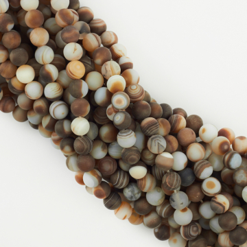 Agat matowy kulka gładka pasiasta 8mm