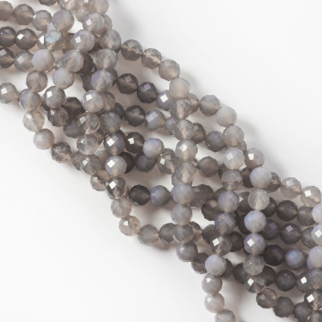 Agat kulka fasetowana sharp cut szara 8mm